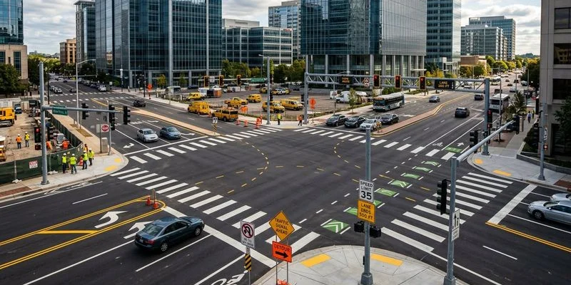 Strefy robót drogowych - schemat organizacji ruchu